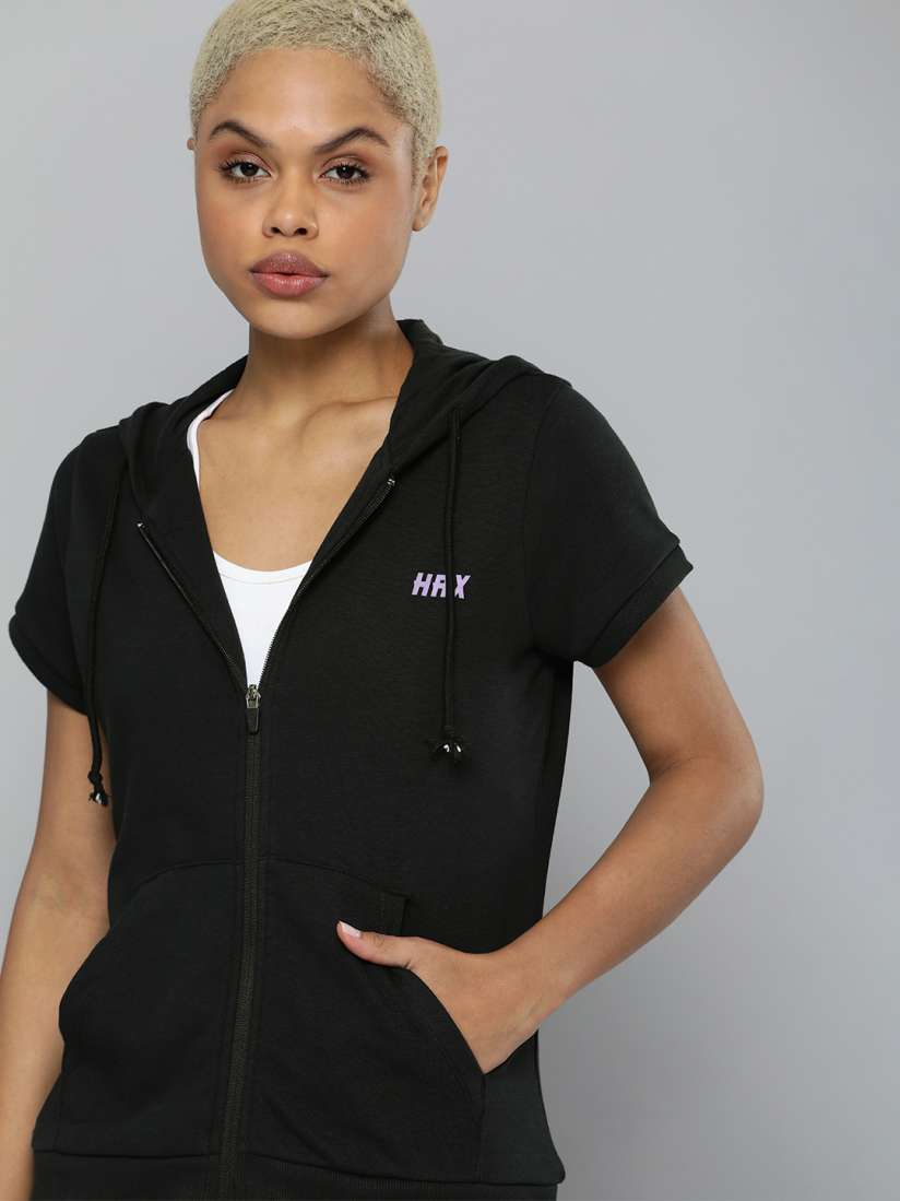 Buy HRX by Hrithik Roshan Women Black Hooded Sweatshirt Sweatshirts for Women 14281146 Myntra