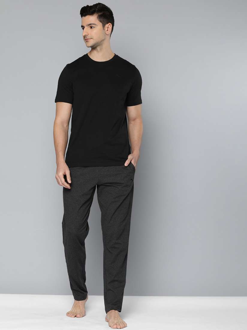 Buy Puma Men Black Charcoal Grey Melange Tee Jogger Night suit Night suits for Men 14284714 Myntra