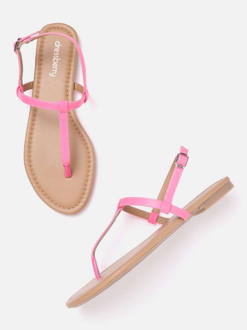 Buy DressBerry Women Pink Solid T Strap Flats Flats for Women 14292412 Myntra