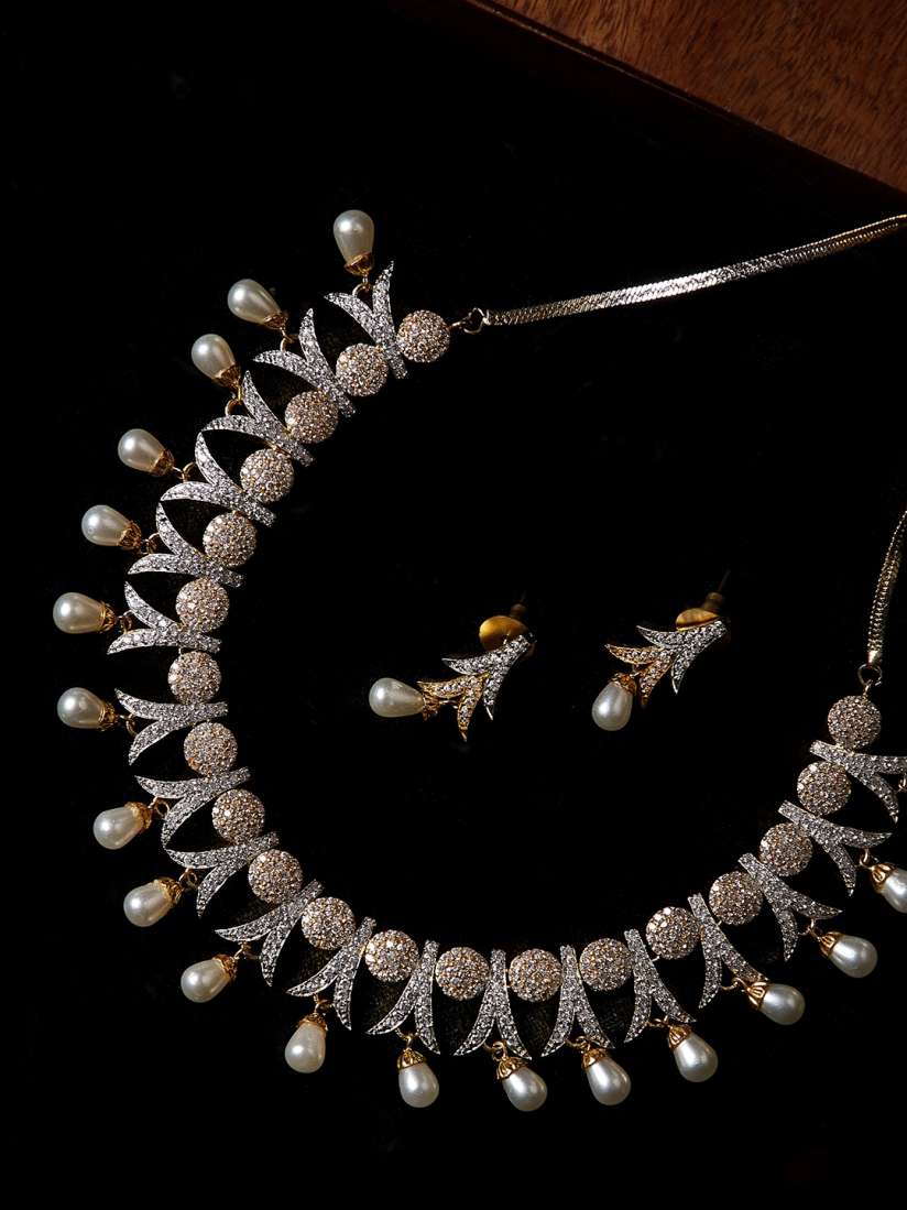 Buy PANASH White Gold Plated CZ Stone Studded Jewellery Set Jewellery Set for Women 14292722 Myntra
