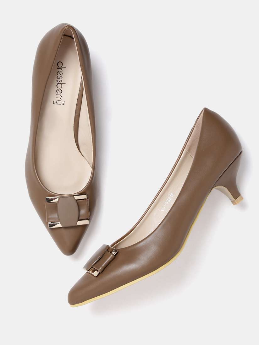 Buy DressBerry Women Taupe Pointy-Toed Pumps Heels for Women