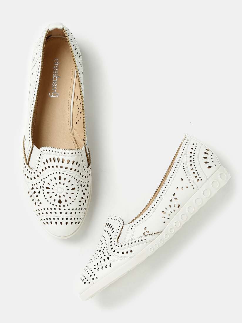 Buy DressBerry Women White Cut Out Slip Ons Casual Shoes for Women 1429510 Myntra