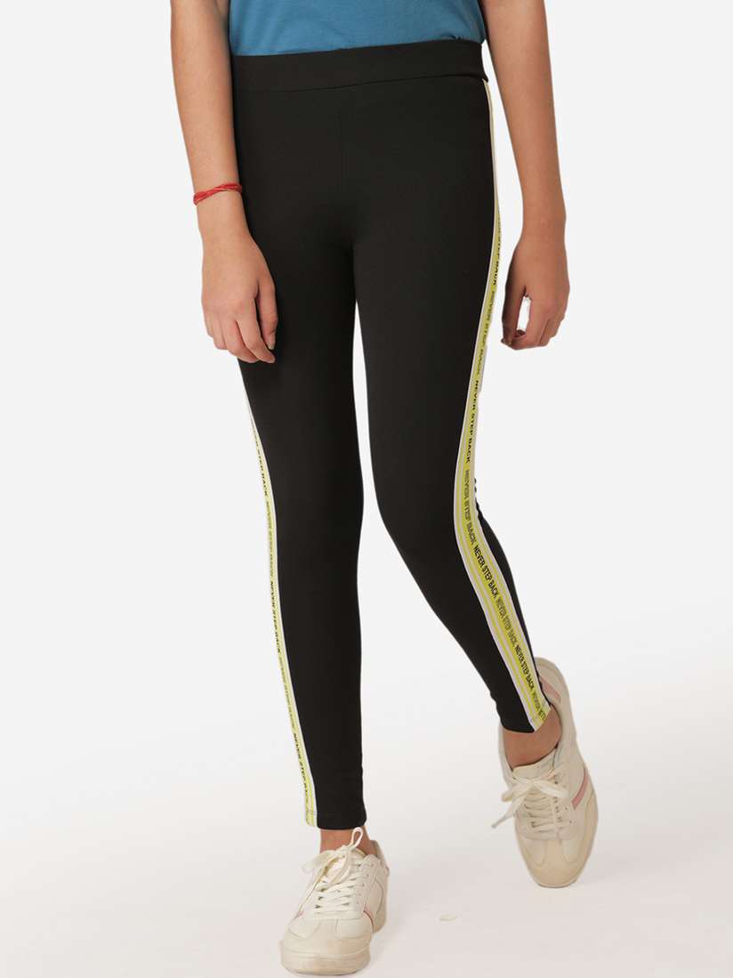 Buy Mode by Red Tape Girls Black Solid Skinny Fit Leggings