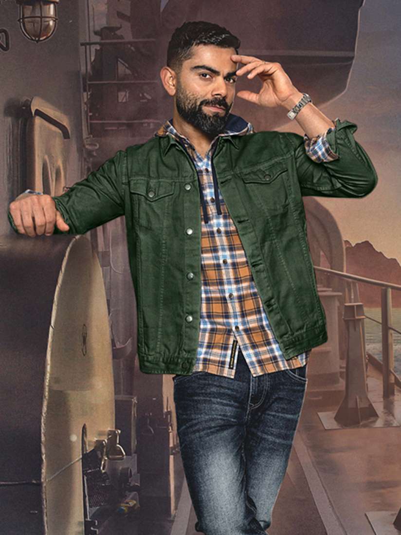 Buy WROGN Pure Cotton Solid Denim Truckers Jacket Jackets for Men 14296102 Myntra