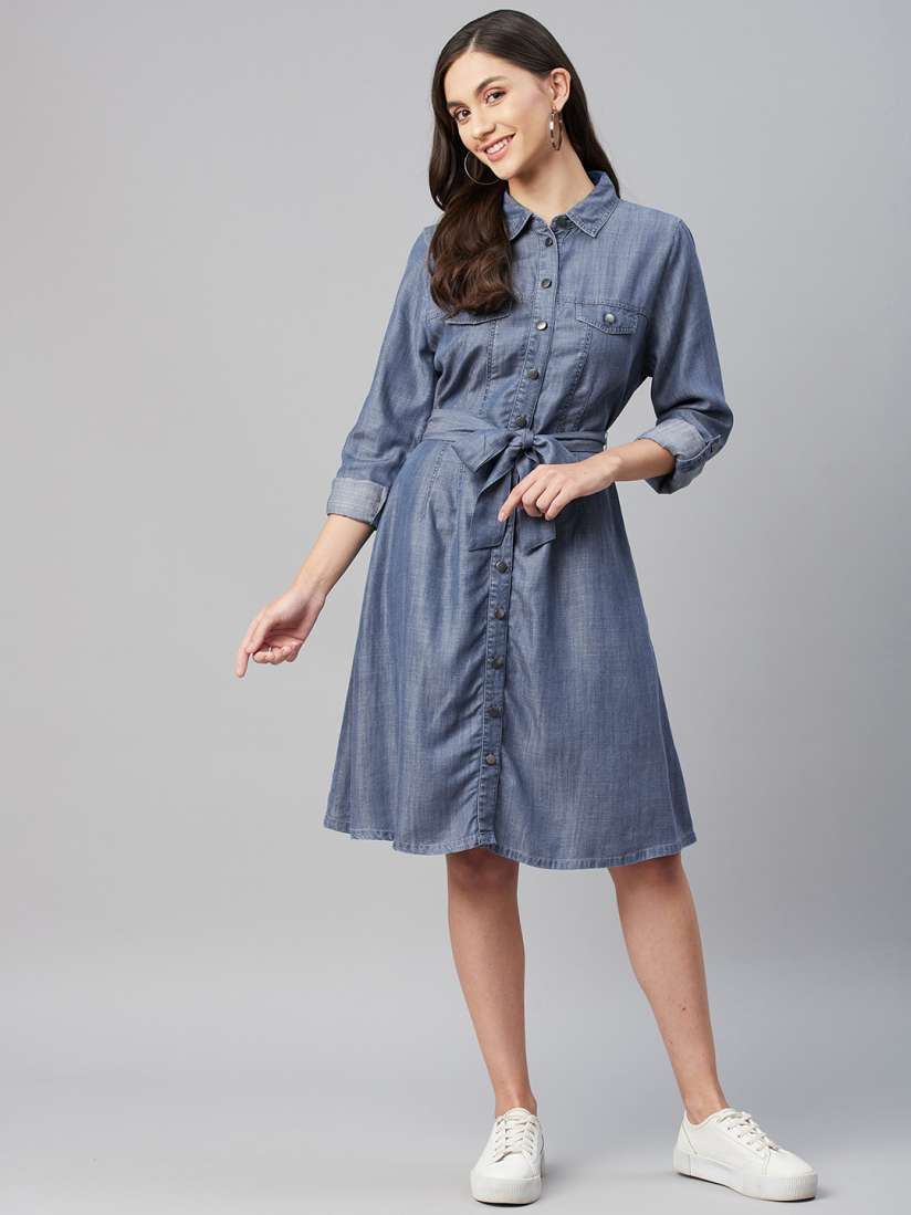 Myntra denim dress new arrivals