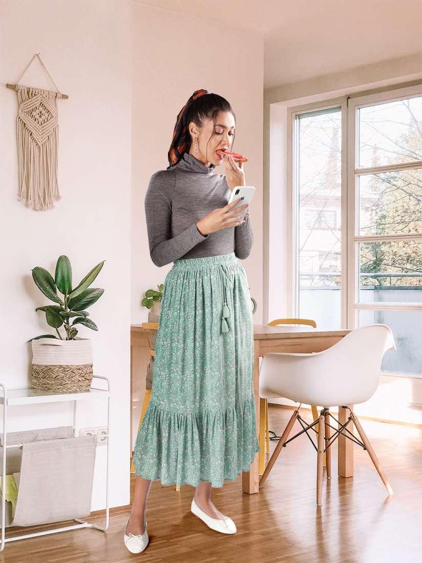 Buy Marks Spencer Women Green White Printed A line Midi Skirt Skirts for Women 14302204 Myntra