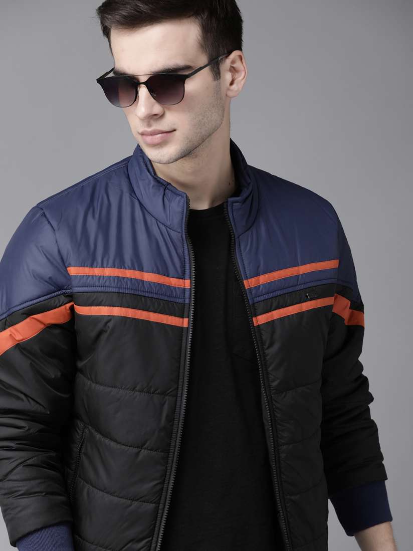 Buy Roadster Men Black Navy Blue Colourblocked Padded Jacket Jackets for Men 14305948 Myntra