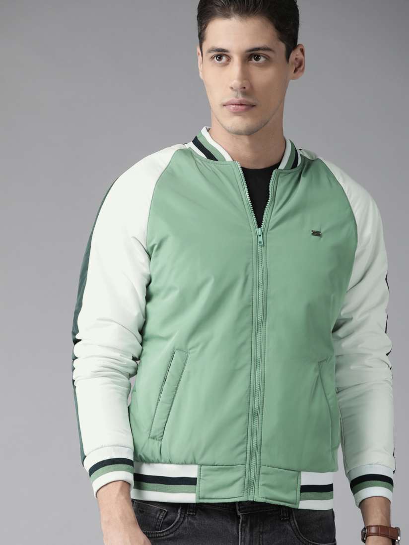Buy Roadster Men Green White Solid Bomber Jacket Jackets for Men 14305992 Myntra