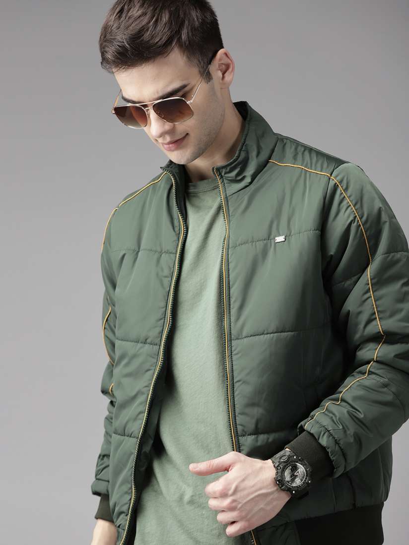 Mens green varsity jacket top