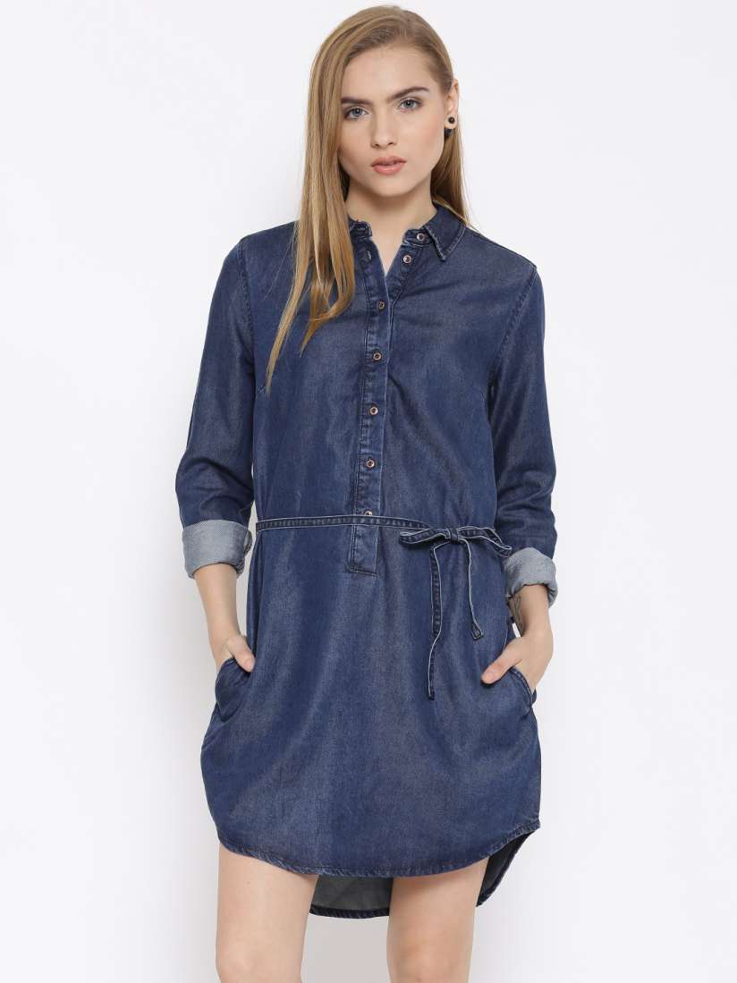 Buy ONLY Women Blue Denim Shirt Dress Dresses for Women 1430800 Myntra