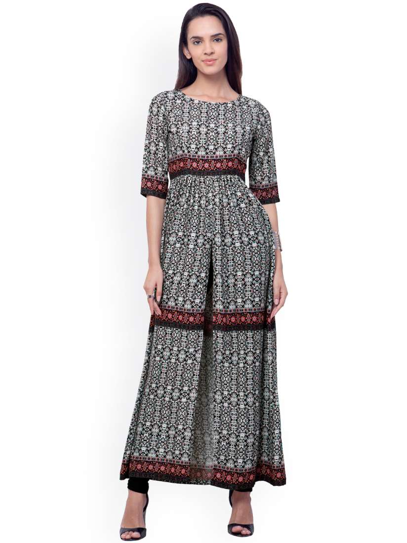 Buy INDYA Black White Printed Maxi Top Tops for Women 1430972 Myntra