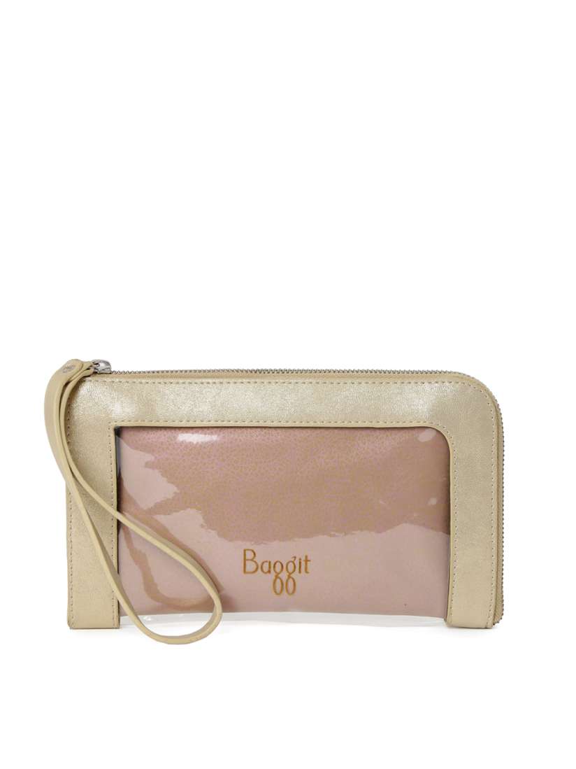 Buy Baggit Gold Toned Peach Coloured Glassy Precious Clutch Clutches for Women 1432044 Myntra