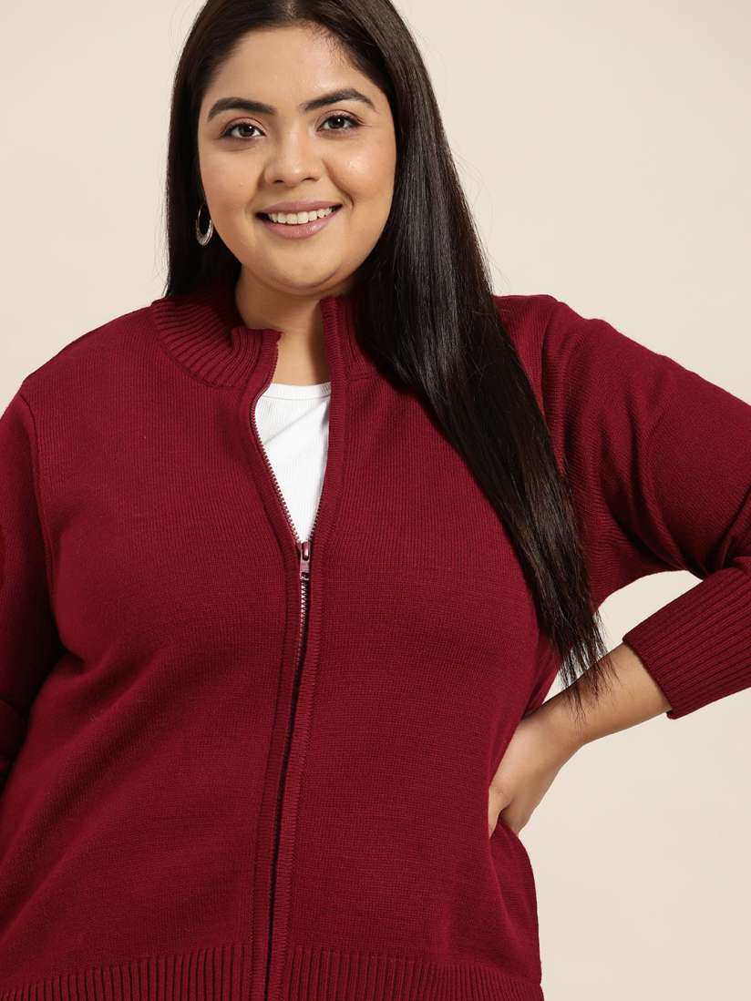Plus size maroon cardigan top