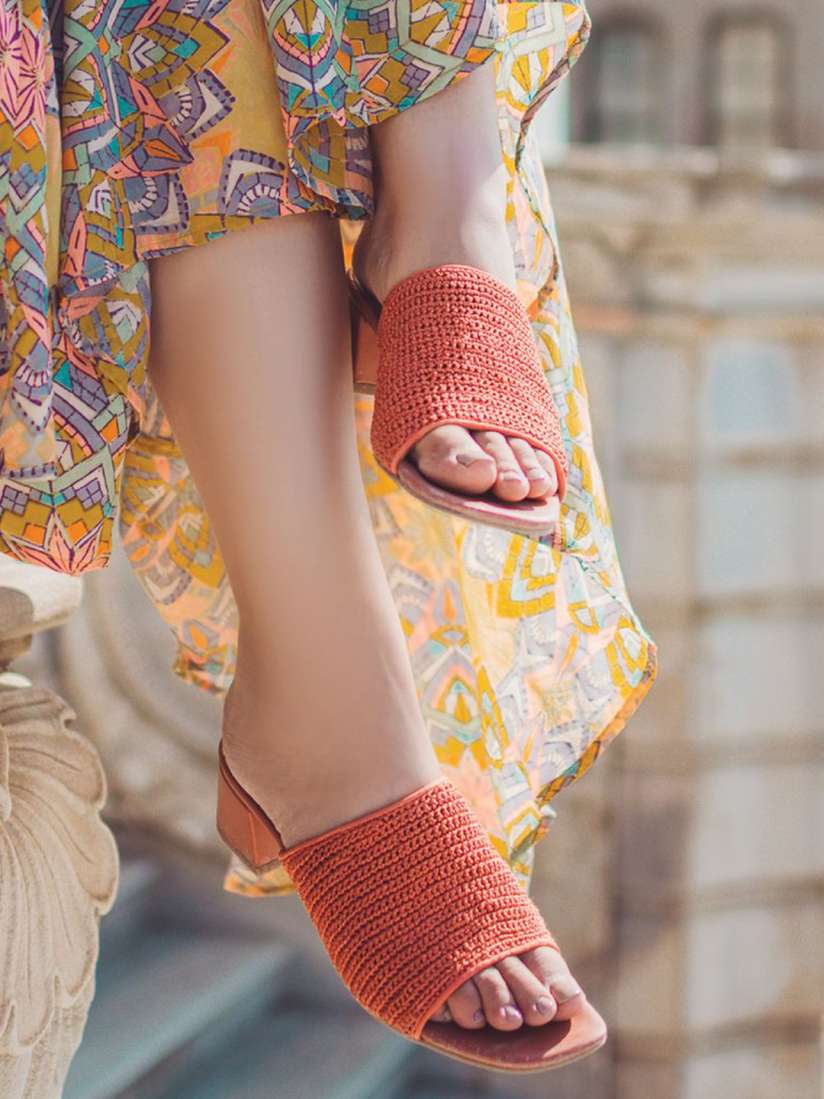 Woven block heel mules on sale