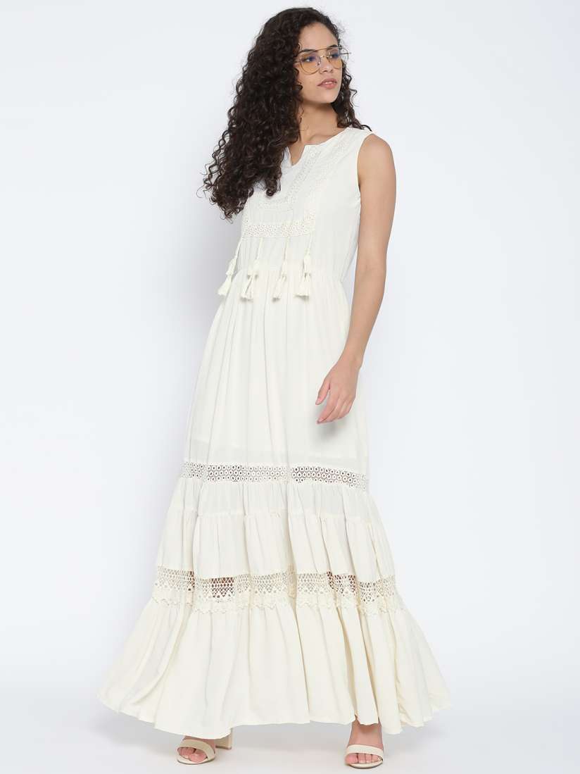 White polyester maxi dress outlet