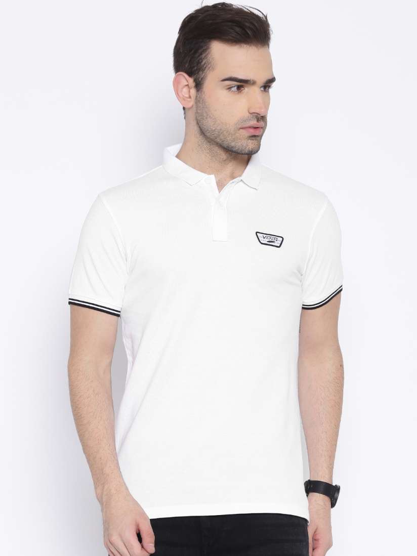 Buy Vans White Polo Pure Cotton T shirt Tshirts for Men 1432421 Myntra