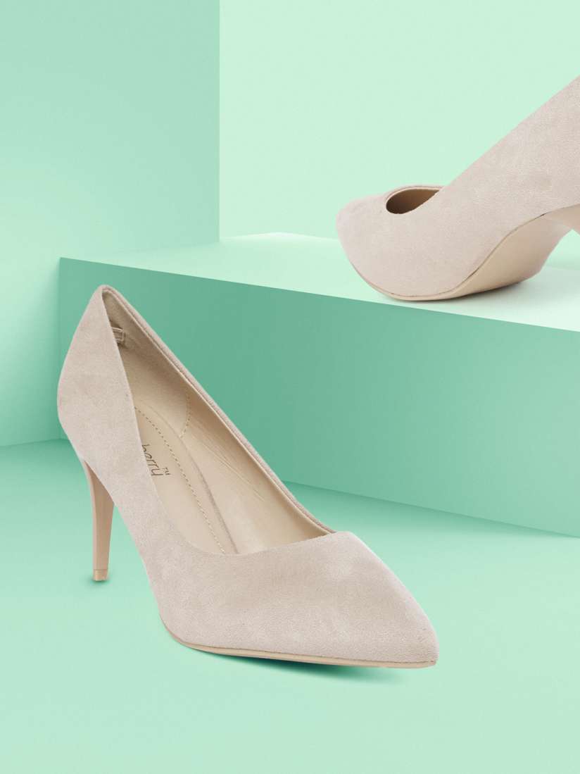 Buy DressBerry Light Beige Solid Suede Finish Formal Pumps Heels for Women 14324334 Myntra