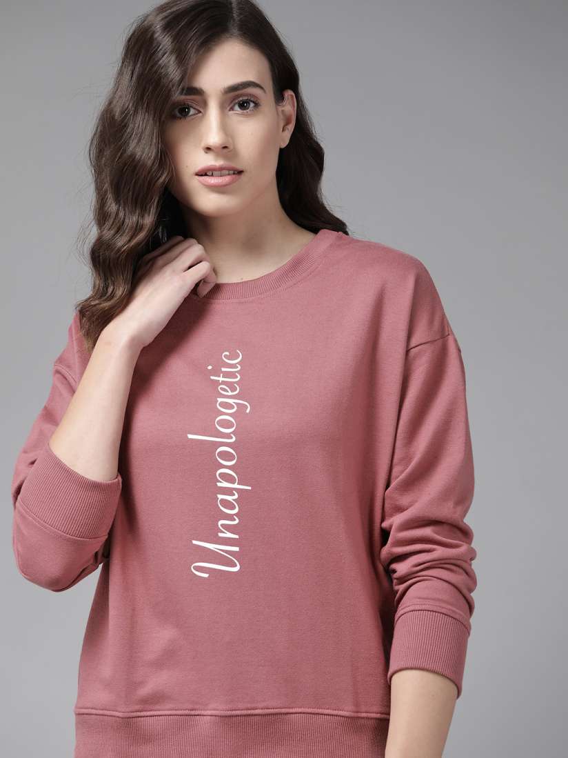 Buy Roadster Women Pink White Typography Print Sweatshirt Sweatshirts for Women 14332142 Myntra
