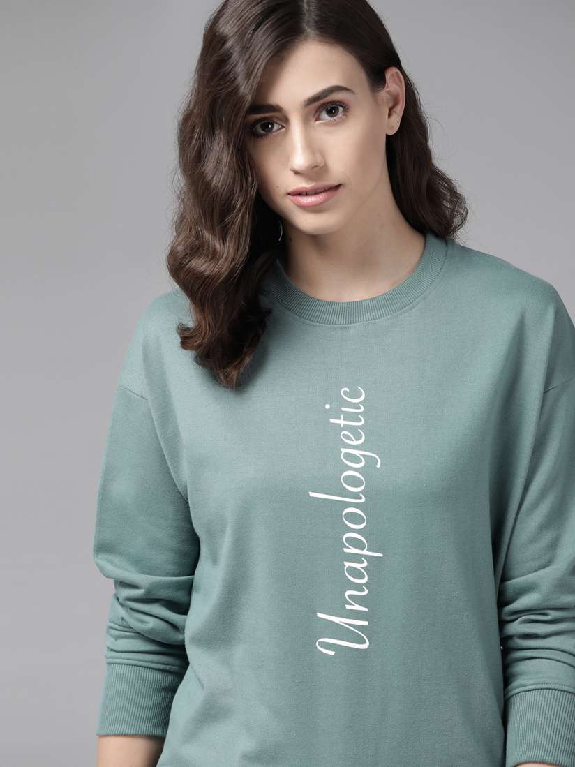 Buy Roadster Women Blue White Typography Print Sweatshirt Sweatshirts for Women 14332402 Myntra