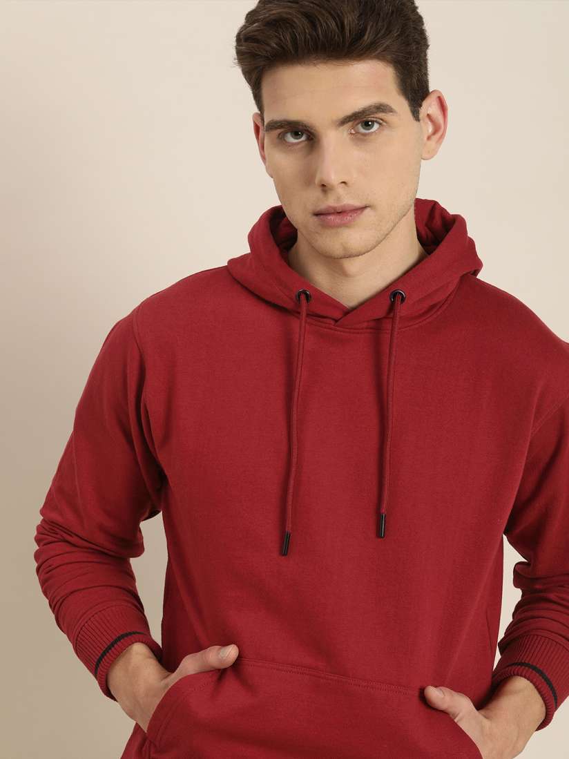 Mens red hooded sweatshirt top