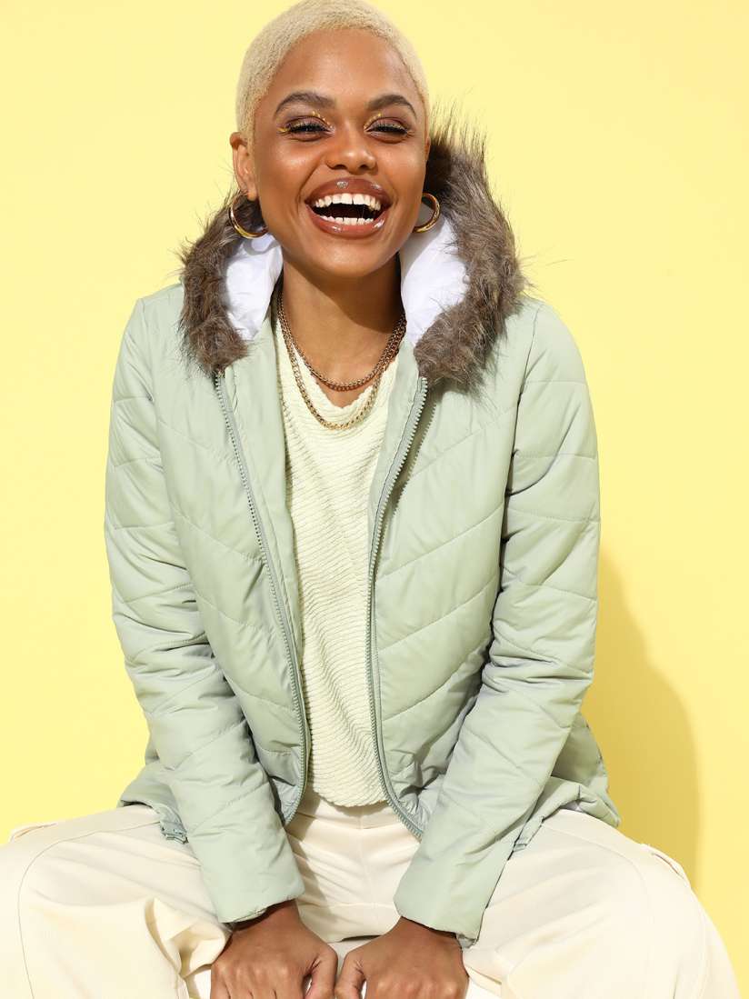 Ladies green parka jacket shop