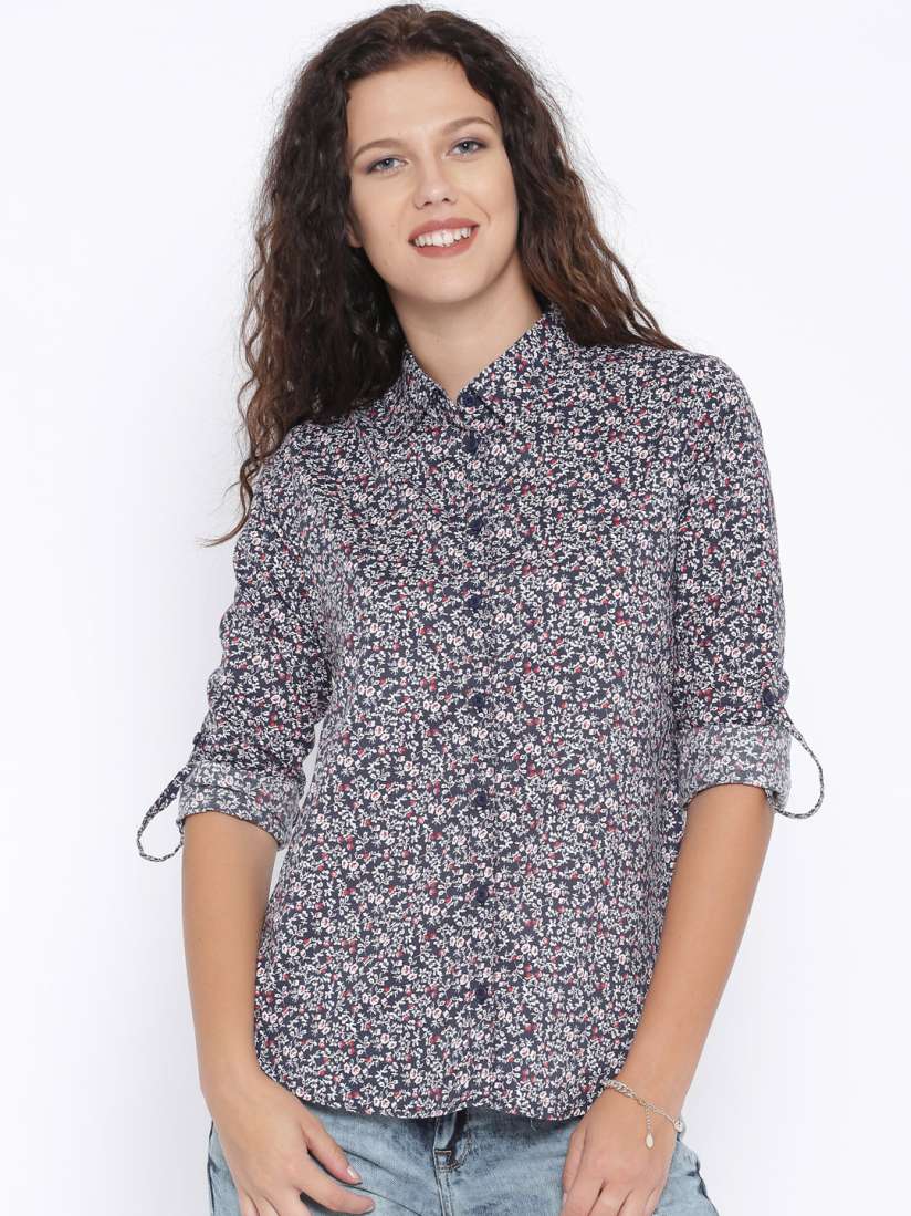 Buy U.S. Polo Assn. Women Navy Printed Casual Shirt Shirts for Women 1433903 Myntra
