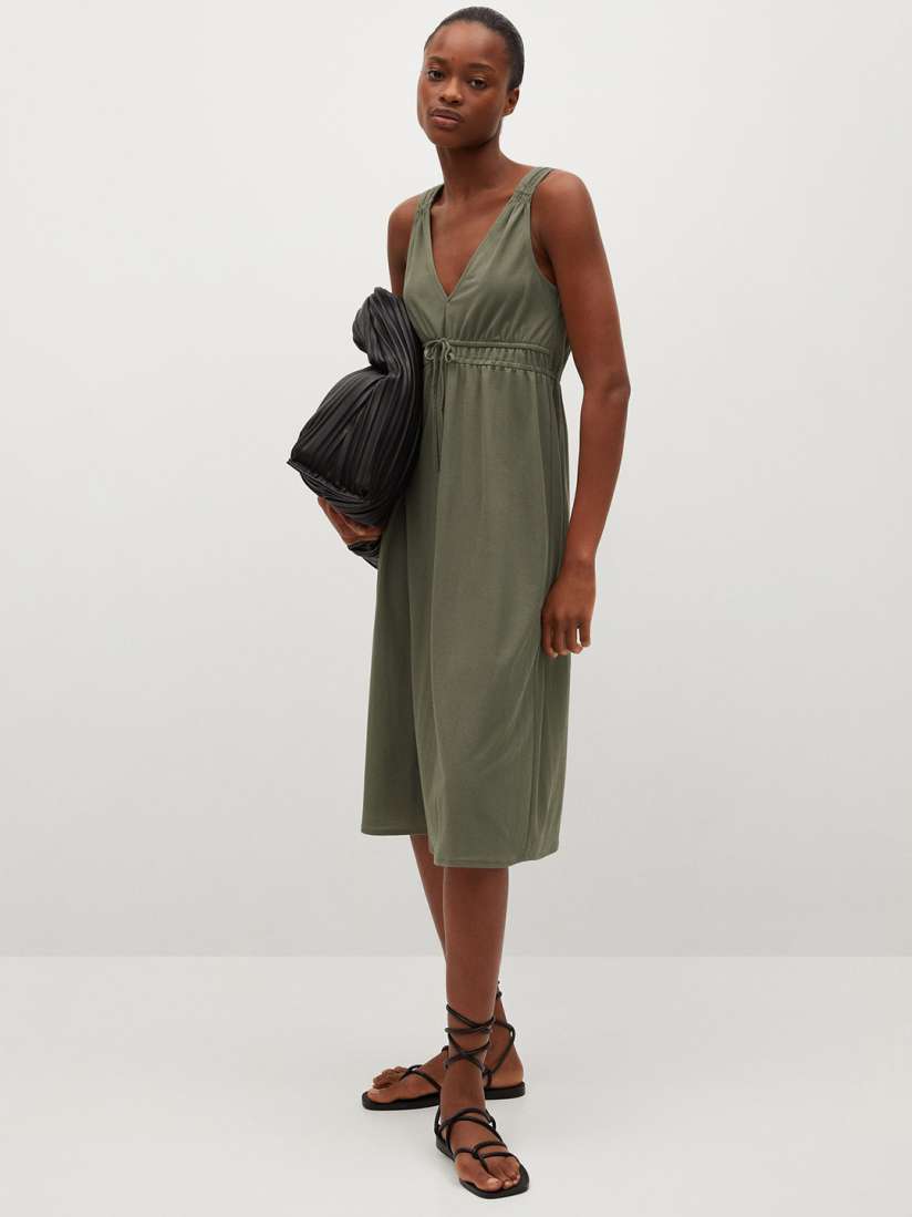 Buy MANGO Green Solid A Line Midi Dress Dresses for Women 14340908 Myntra