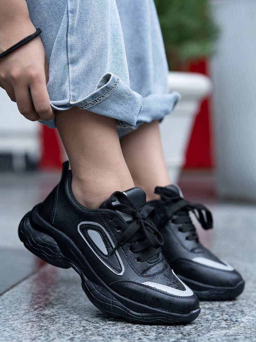 Buy Shoetopia Women Black Sneakers Casual Shoes for Women 14347492 Myntra