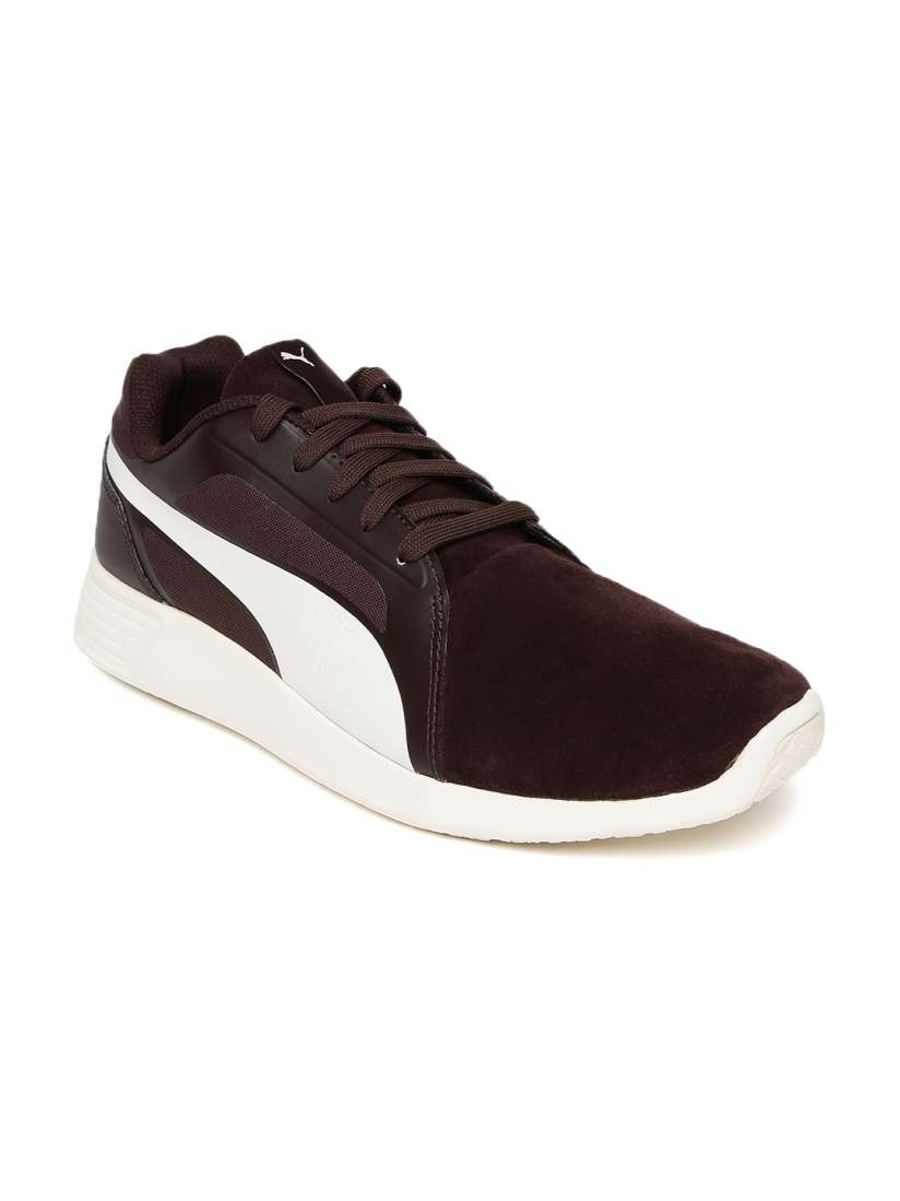 Puma brown leather tennis shoes store