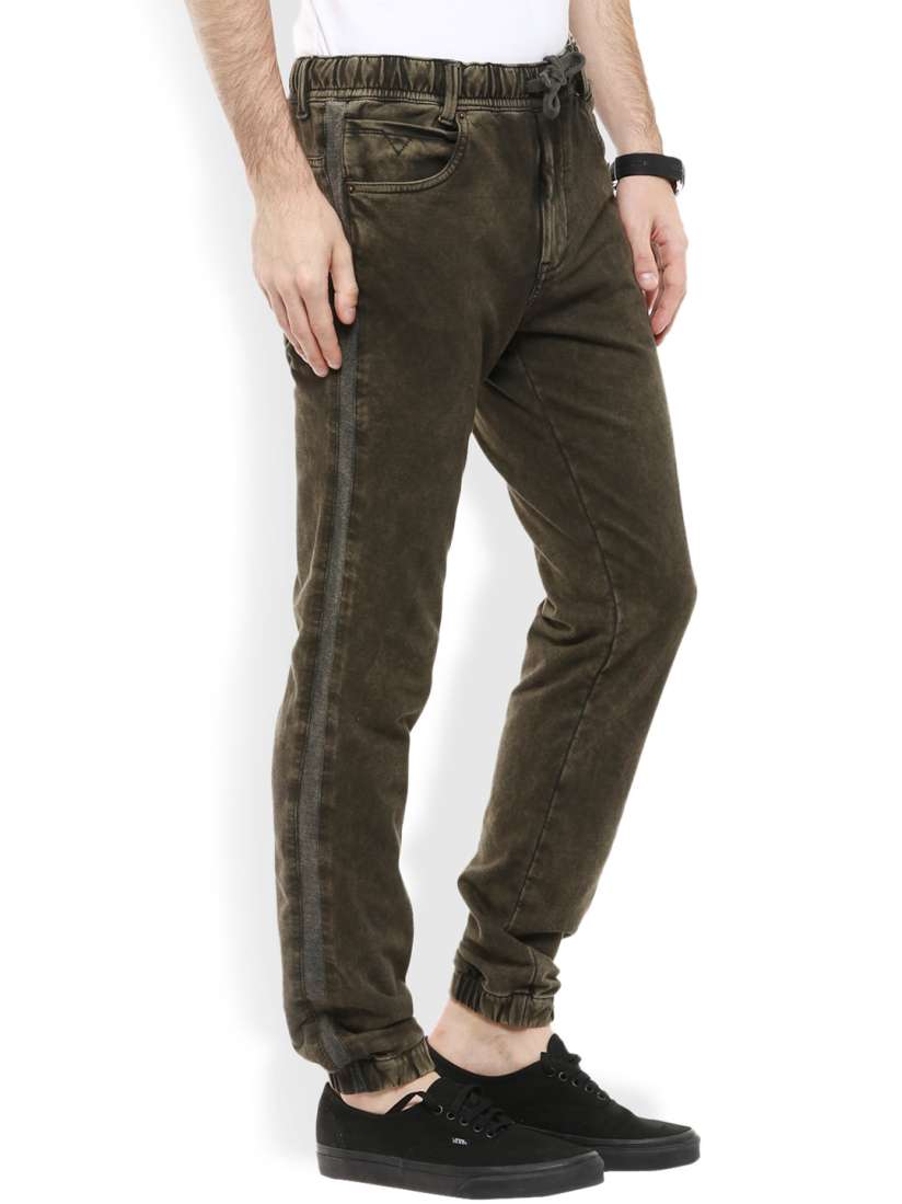 Buy Mufti Olive Green Sport Fit Joggers Trousers for Men 1435277 Myntra