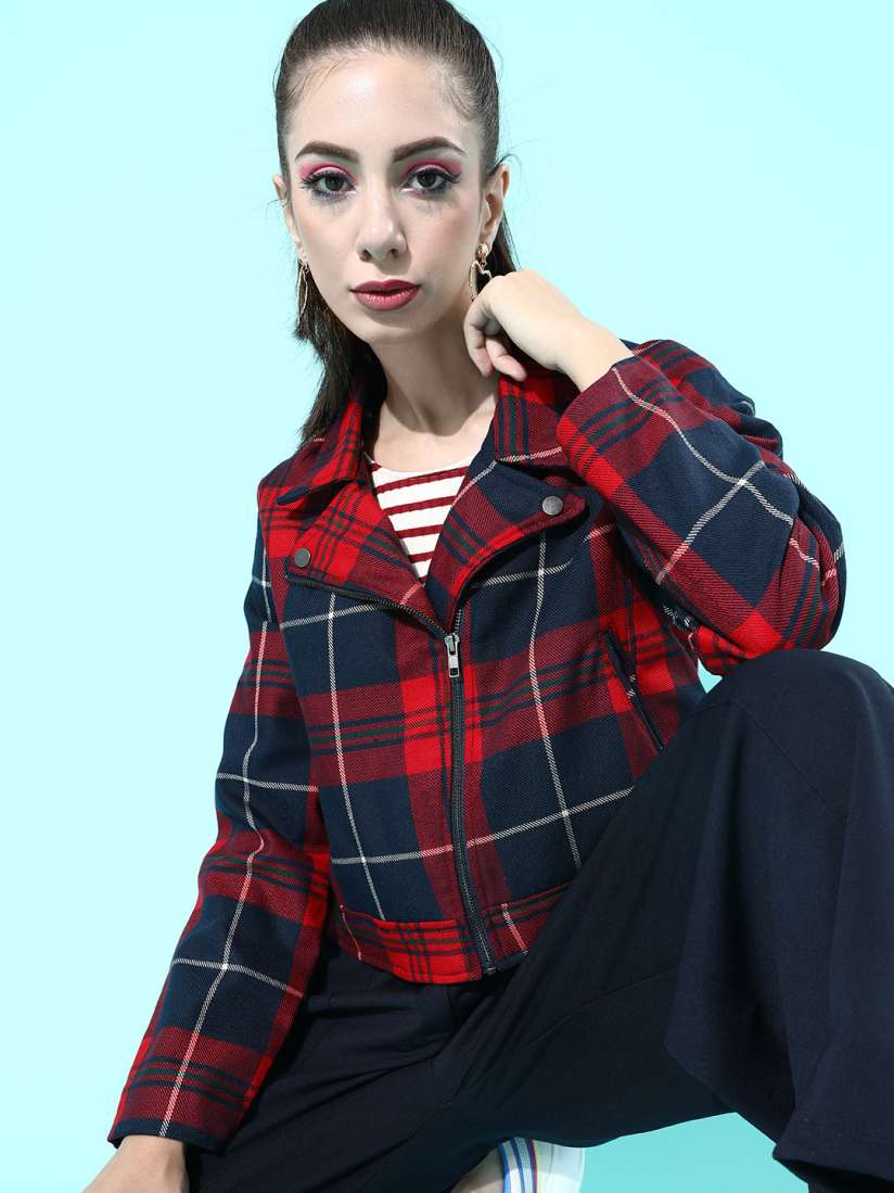 Red checkered jacket womens online