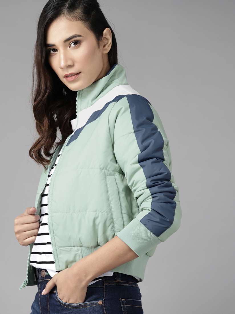 Striped bomber jacket womens discount