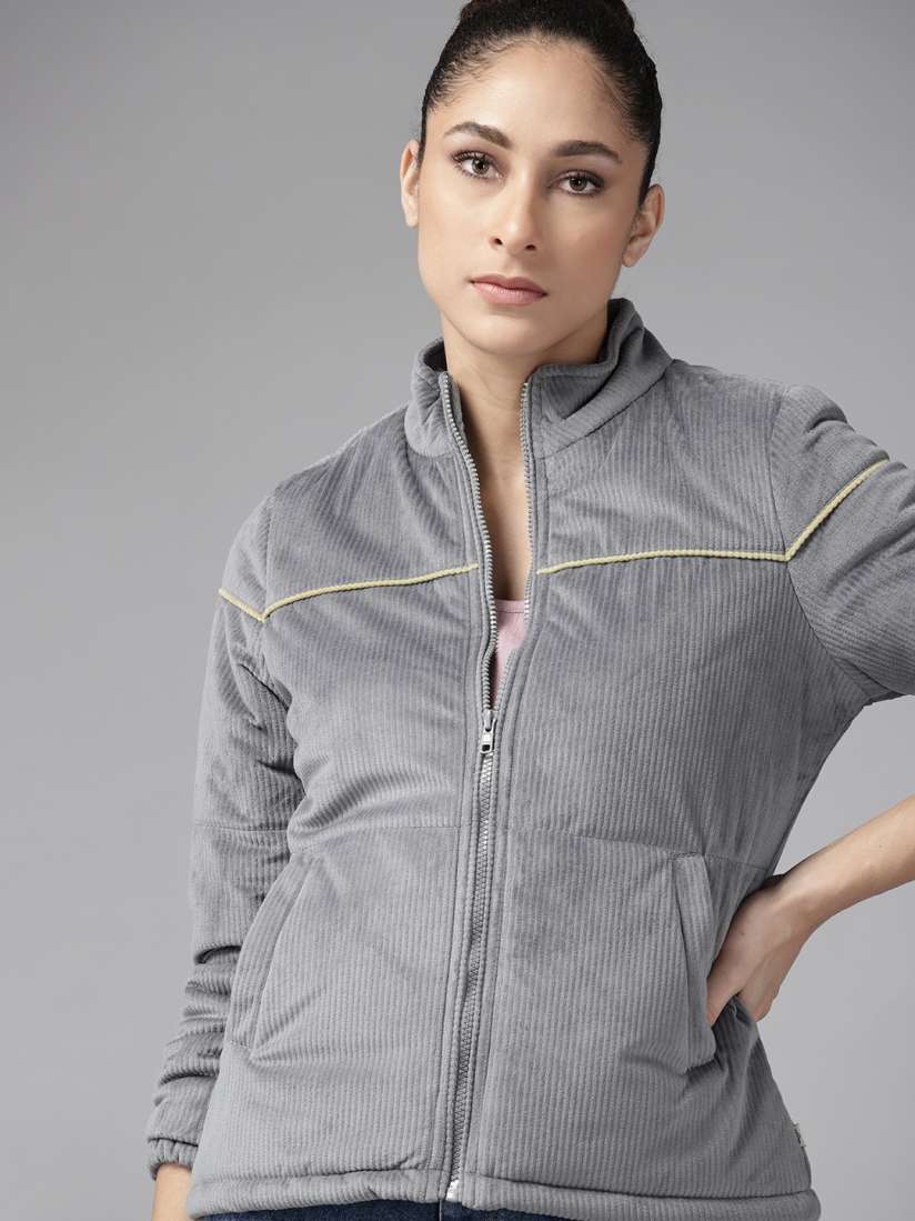 Grey corduroy jacket womens top