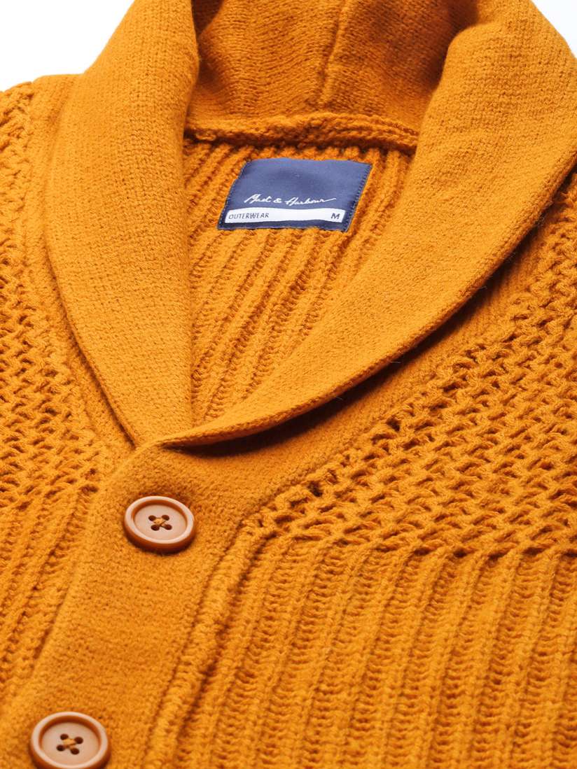 Mens mustard yellow cardigan hot sale