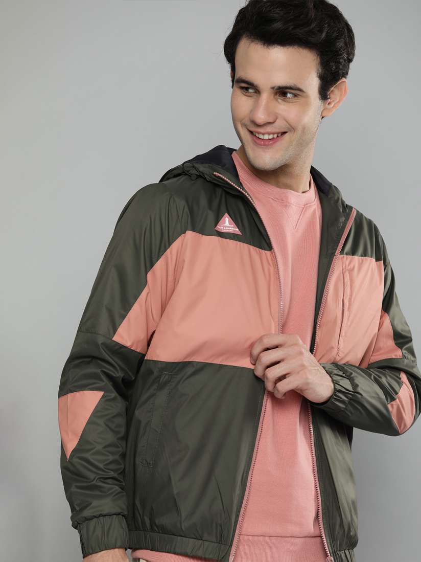 Buy Mast Harbour Men Olive Green Pink Colourblocked Jacket Jackets for Men 14364300 Myntra