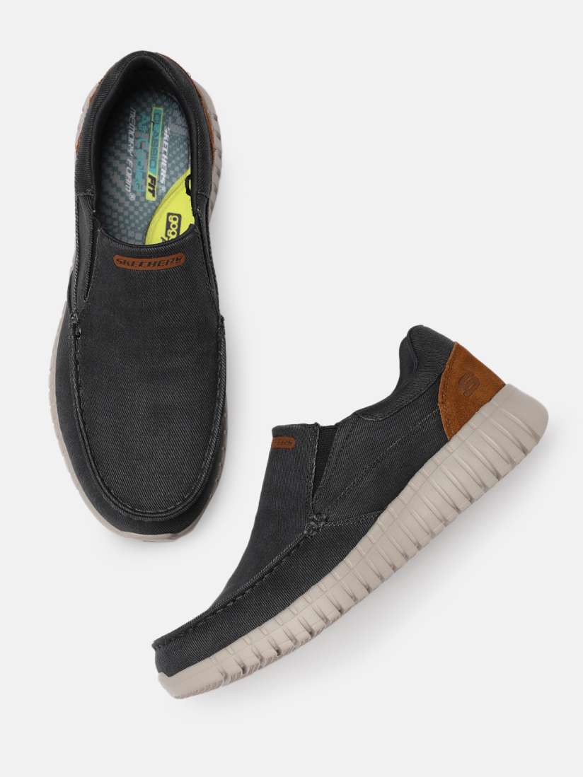 Buy Skechers Men Charcoal Go Walk Smart Gron Slip On Sneakers Casual Shoes for Men 14375076 Myntra