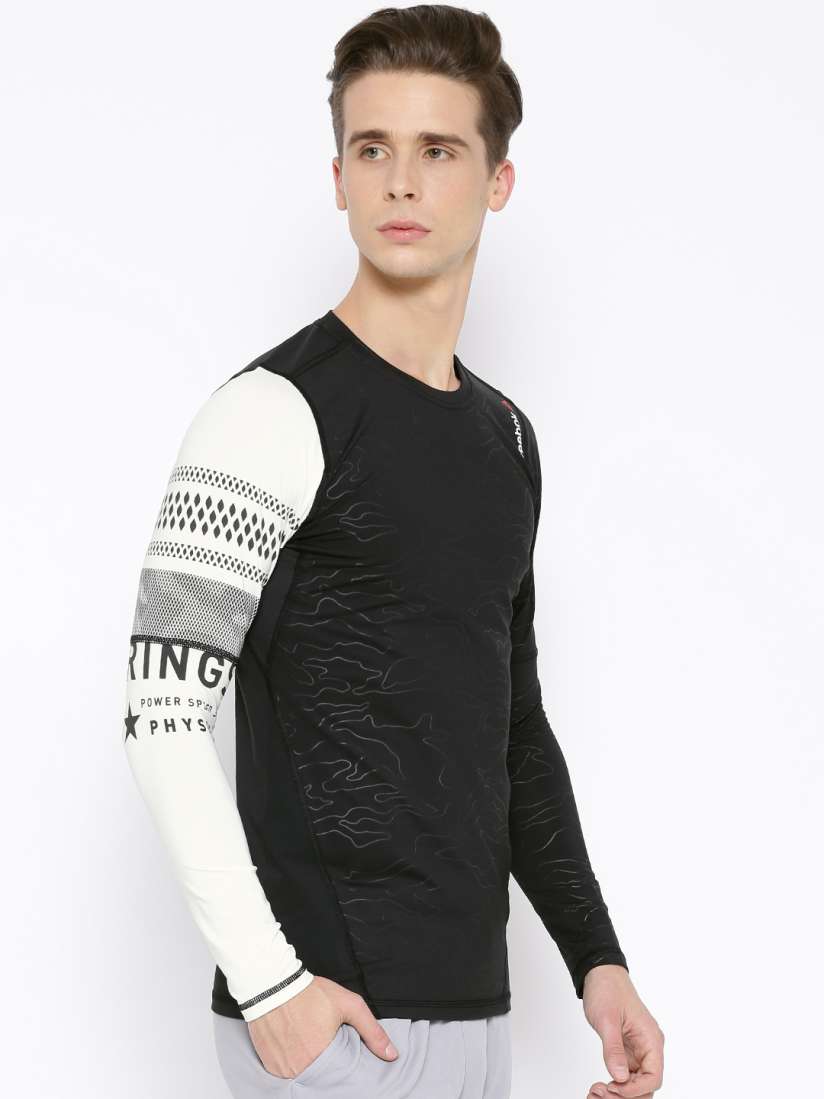Buy Reebok Black OS Thermal Comp Printed Fitted Training T shirt Tshirts for Men 1438324 Myntra