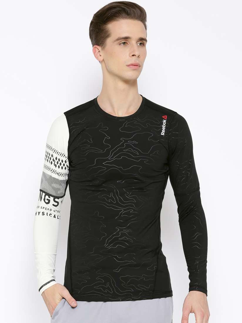 Buy Reebok Black OS Thermal Comp Printed Fitted Training T shirt Tshirts for Men 1438324 Myntra