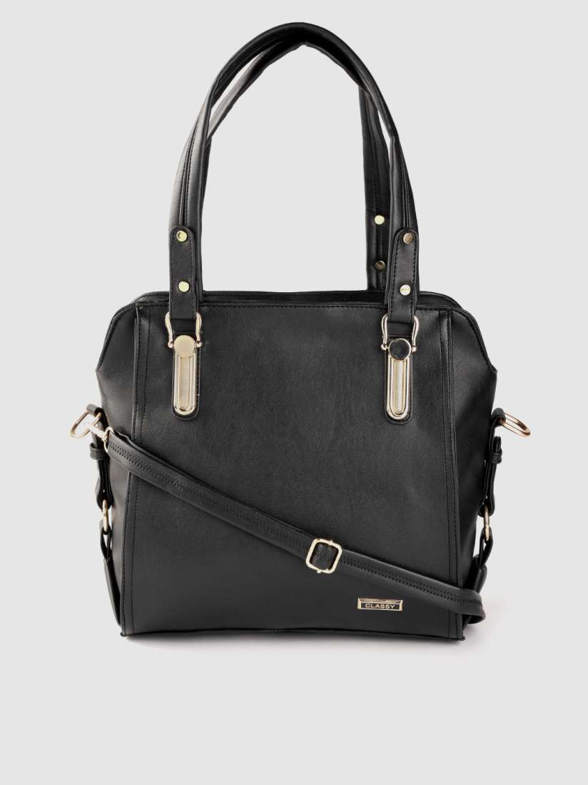 Buy Leather Retail Black Solid Shoulder Bag Handbags for Women 14390196 Myntra