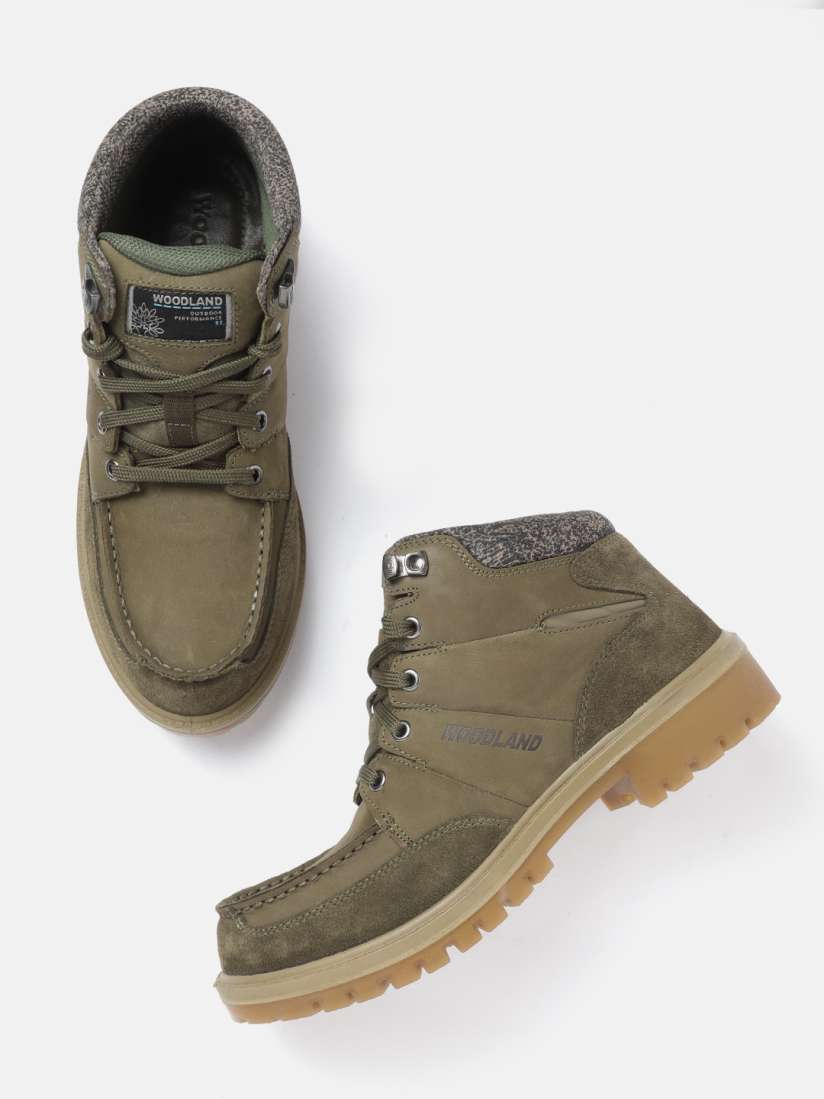 Woodland boots olive green discount