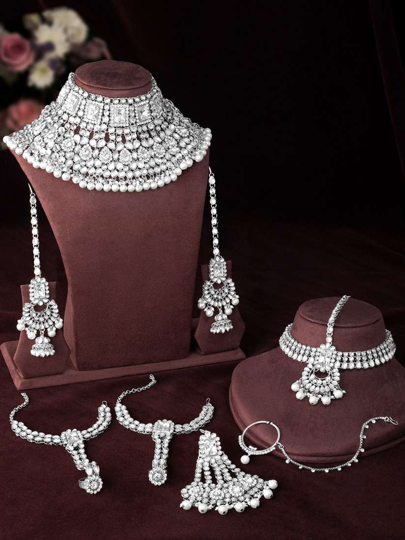 Buy Peora 18K Silver Plated Jodha Akbar Handcrafted Bridal Jewellery Set Jewellery Set for Women 14430032 Myntra