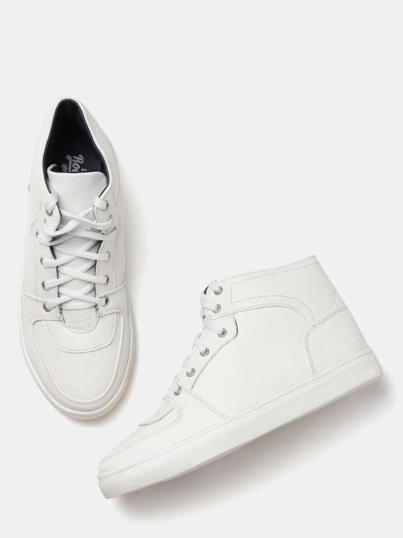 Buy Roadster Women White Solid Mid Top Sneakers Casual Shoes for Women 1443618 Myntra