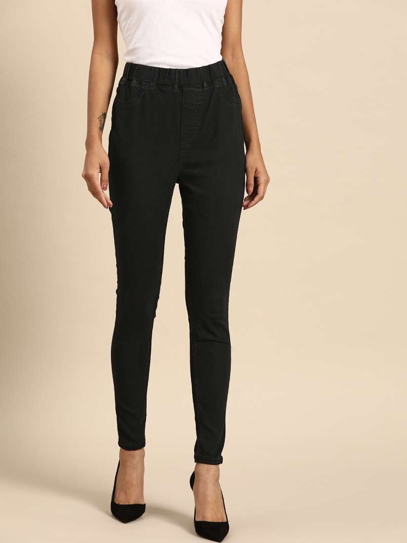 Myntra black jeggings clearance