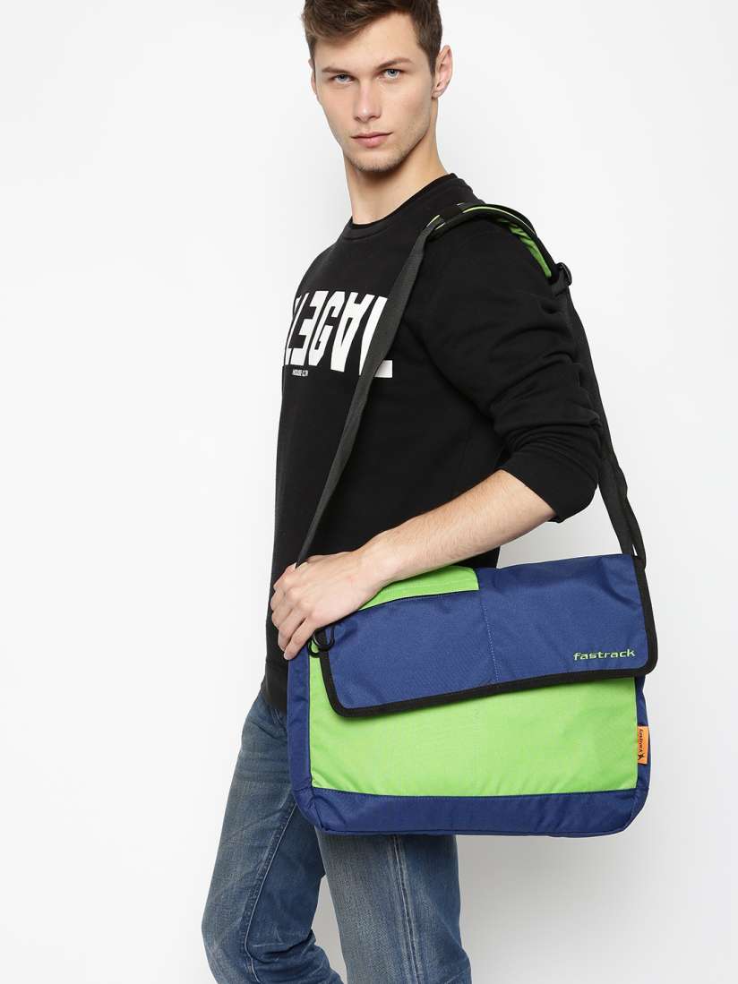 Buy Fastrack Men Blue Green Colourblocked Messenger Bag Messenger Bag for Men 1446079 Myntra