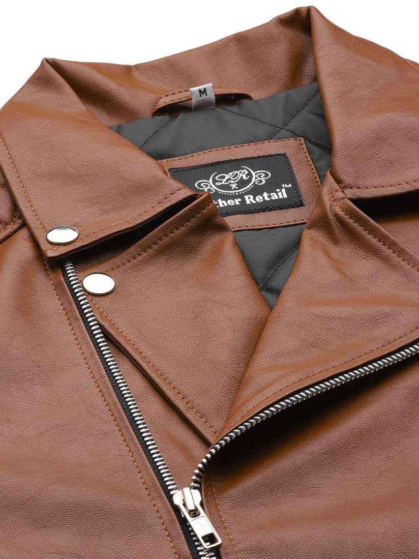 Buy Leather Retail Men Brown Asymmetric Closure Leather Jacket Jackets for Men 14464260 Myntra
