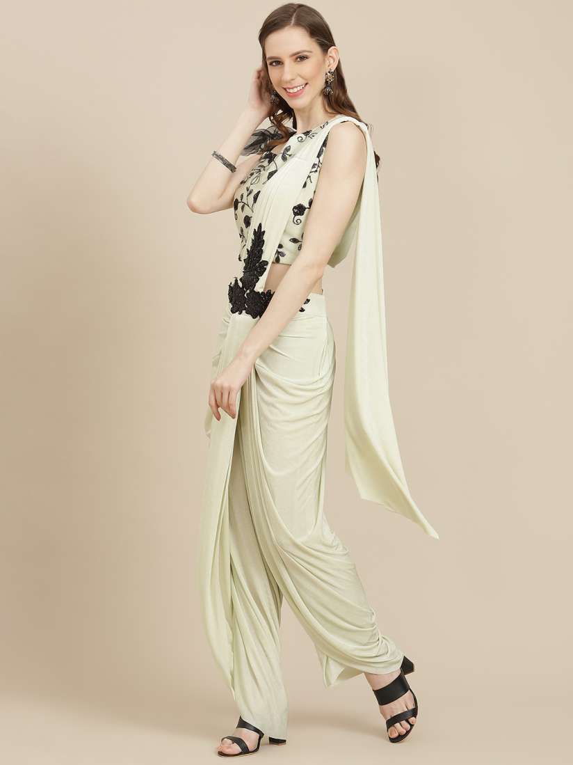 Buy Grancy Green Sequinned Ready To Wear Dhoti Saree Sarees for Women 14489406 Myntra