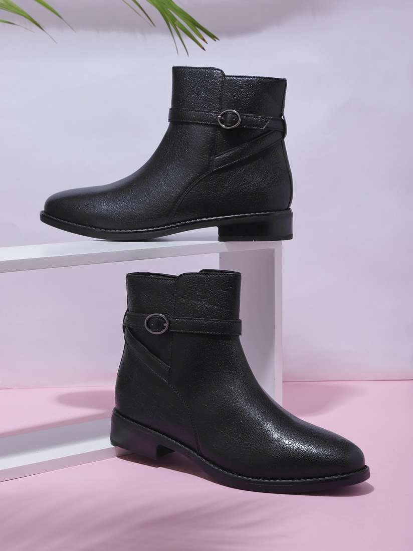 Womens black flat dress boots outlet