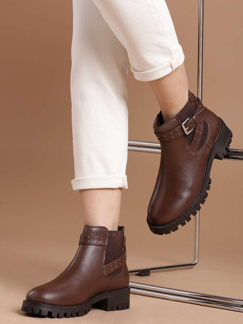 Flat brown boots womens outlet