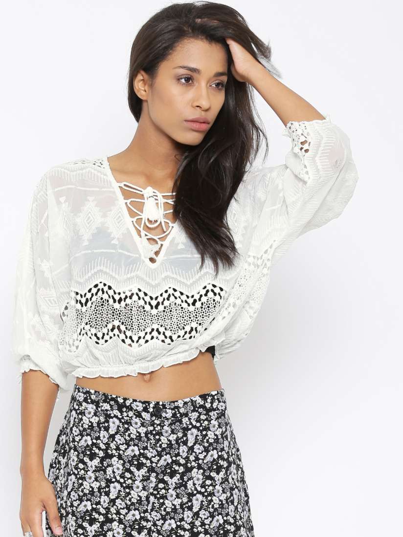 Forever 21 white lace crop top new arrivals