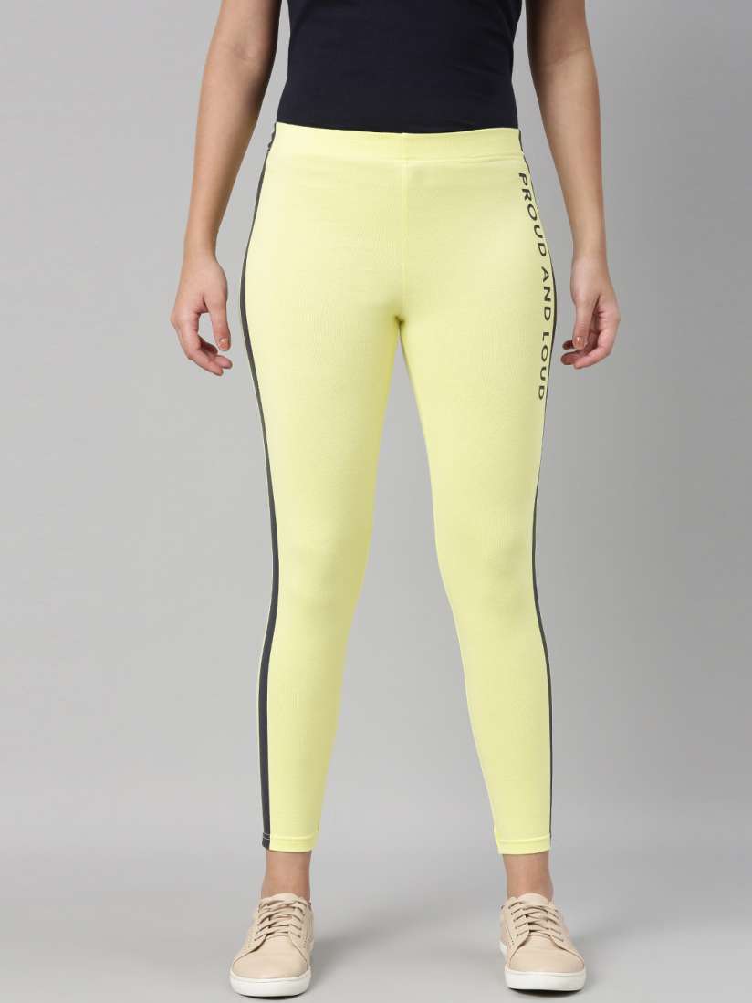Buy abof Women Yellow Side Striped Leggings Leggings for Women 14508108 Myntra